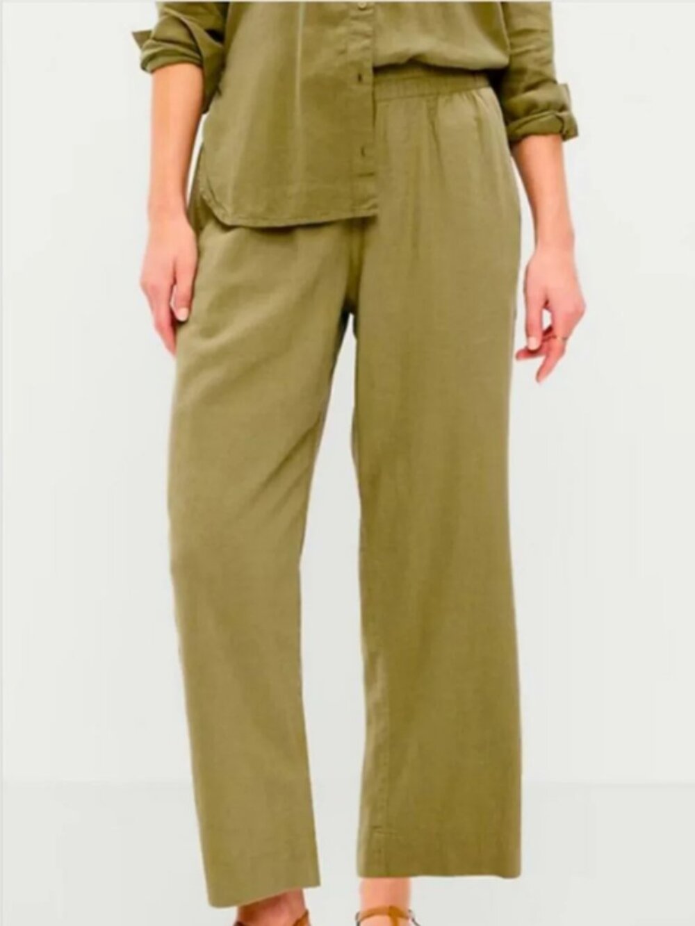 J.Jill Olive Linen Blend Pull On Pants size S